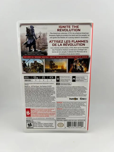 Assassin's Creed III 3 Remastered Nintendo Switch