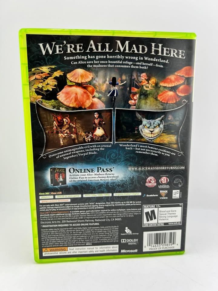 Alice: Madness Returns Xbox 360 X360