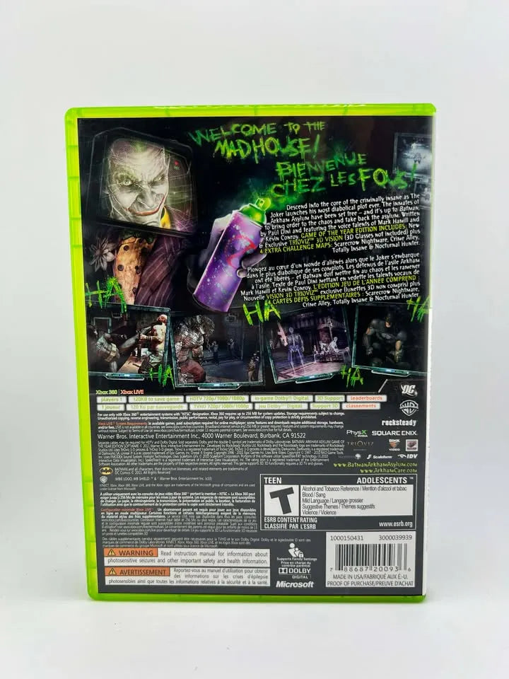 Batman: Arkham Asylum Game Of The Year Platinum Hits Xbox 360 X360