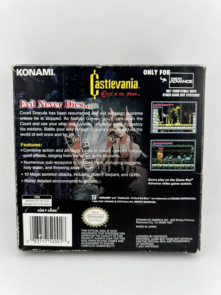 Castlevania Circle of the Moon Game Boy Advance GBA