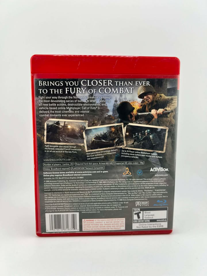 Call of Duty 3 Greatest Hits Playstation 3 PS3