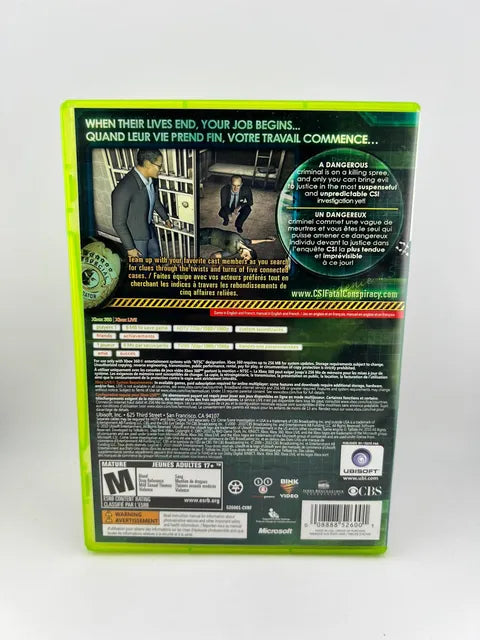 CSI: Fatal Conspiracy Xbox 360 X360