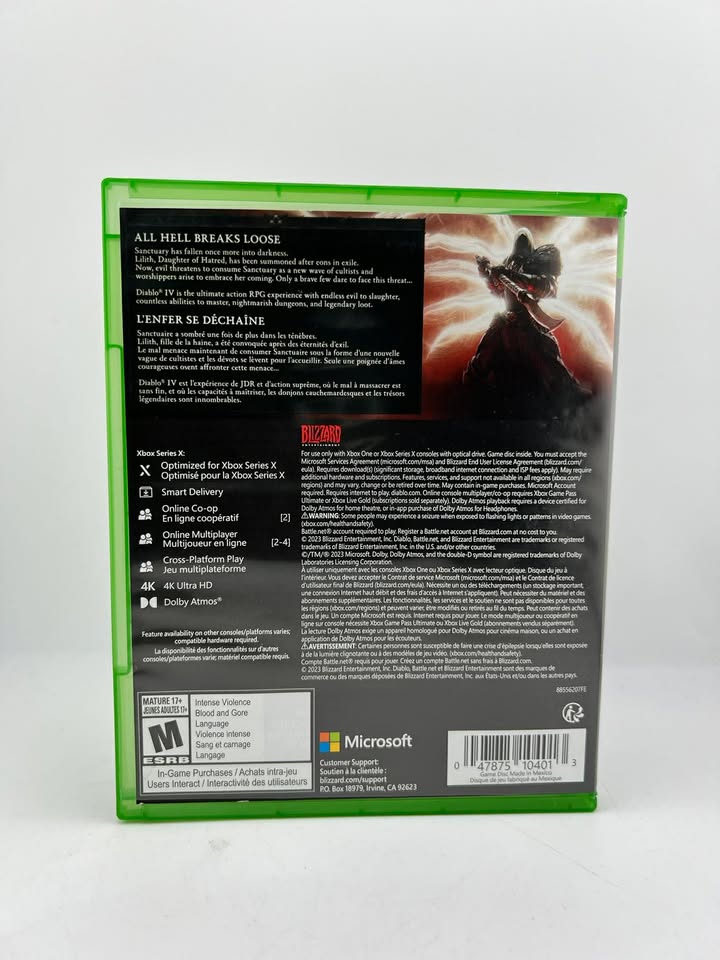 Diablo IV 4 Xbox One Xone / Xbox Series Xseries