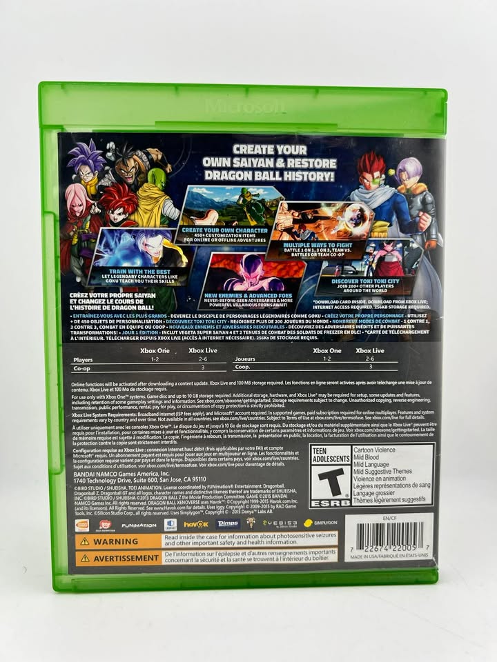 Dragon Ball Xenoverse Xbox One Xone
