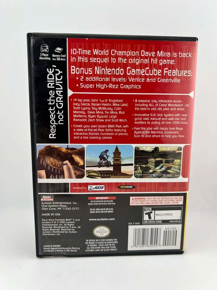 Dave Mirra Freestyle BMX 2 Nintendo Gamecube NGC