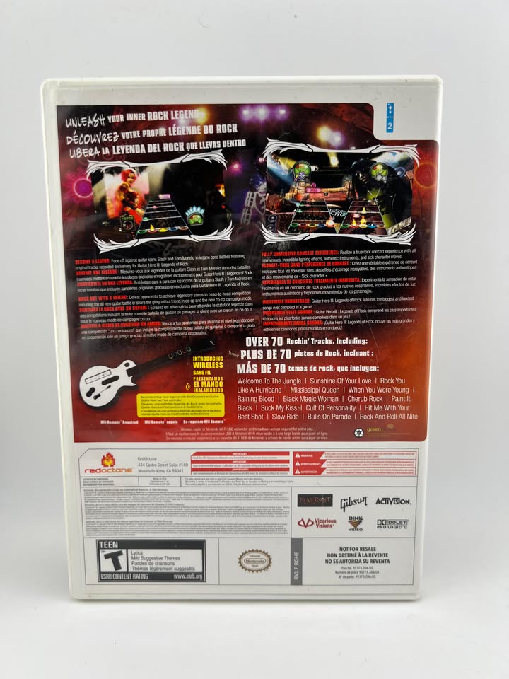Guitar Hero III 3 Legends of Rock Nintendo Wii