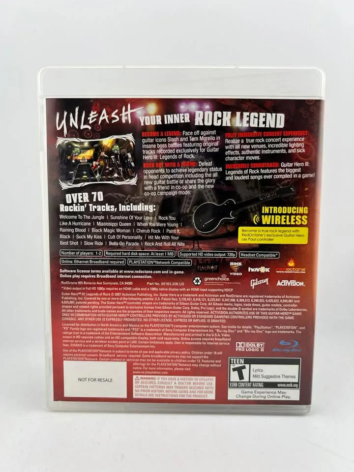 Guitar Hero III 3 Legends of Rock Playstation 3 PS3