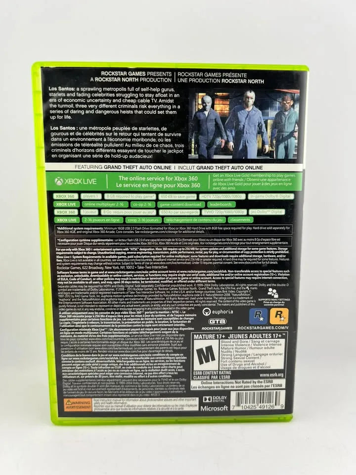 Grand Theft Auto V 5 Xbox 360 X360