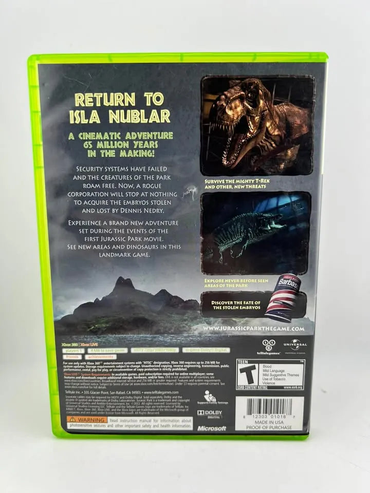 Jurassic Park: The Game Xbox 360 X360