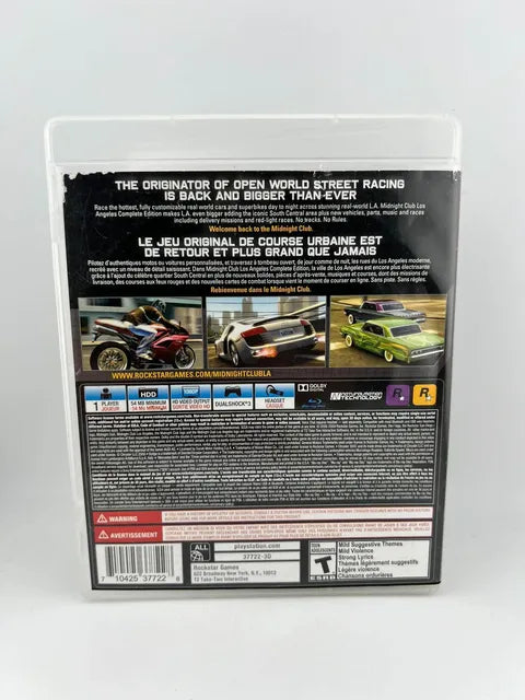 Midnight Club Los Angeles Complete Edition Greatest Hits Playstation 3 PS3