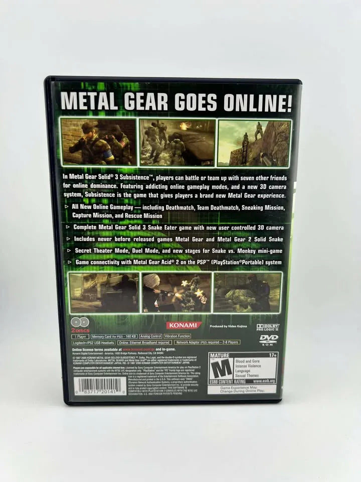 Metal Gear Solid 3 Subsistence Playstation 2 PS2