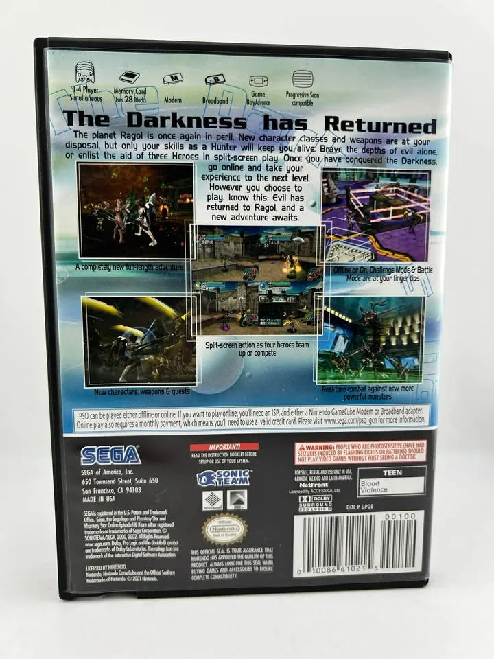 Phantasy Star Online Episode I & II Nintendo Gamecube NGC