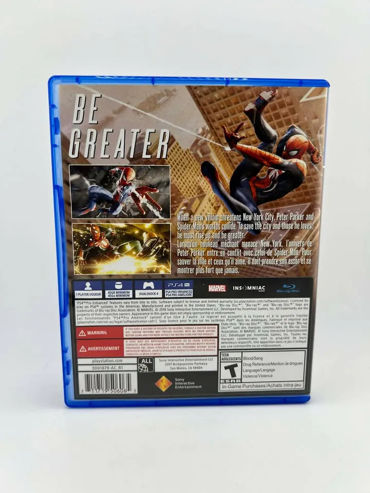 Marvel Spiderman Playstation 4 PS4