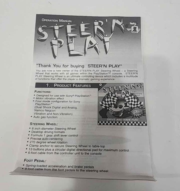 Volant De Course Ps1 Wheel Steer 'N Win Jr Vintage Arcade Racing Steering + Pedals En Magasin Seulement jeux video game-x