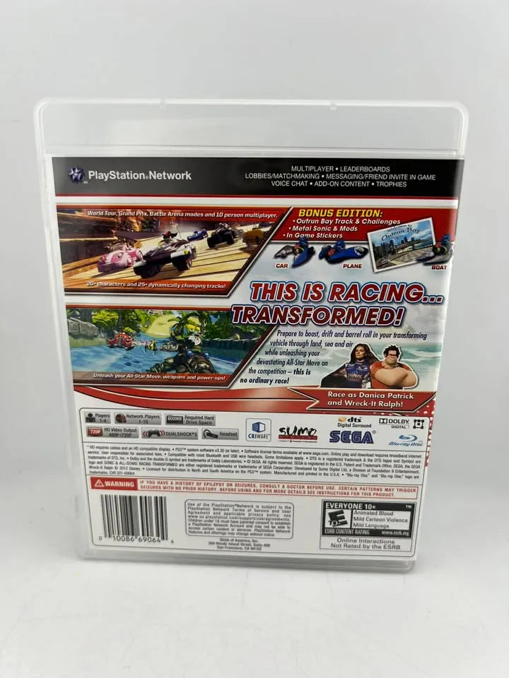 Sonic & All-Stars Racing Transformed Bonus Edition Playstation 3 PS3