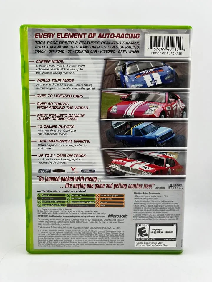 TOCA RACE DRIVER 3 XBOX