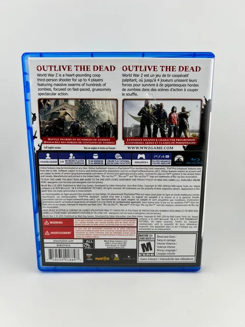 World War Z Playstation 4 PS4