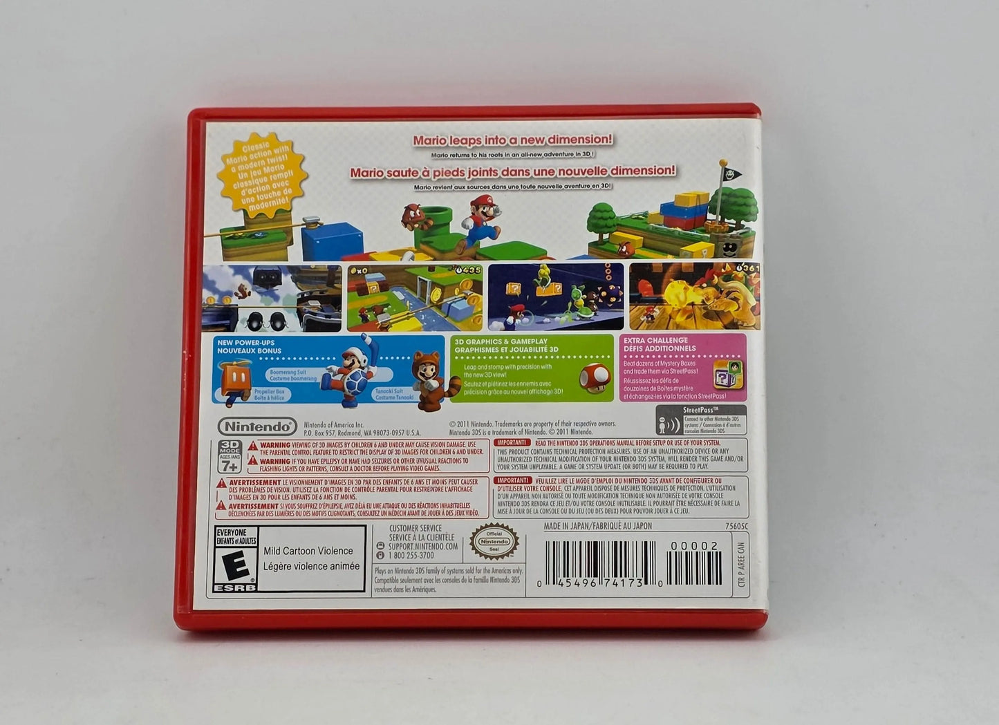 Super Mario 3d Land boitier rouge Nintendo 3ds
