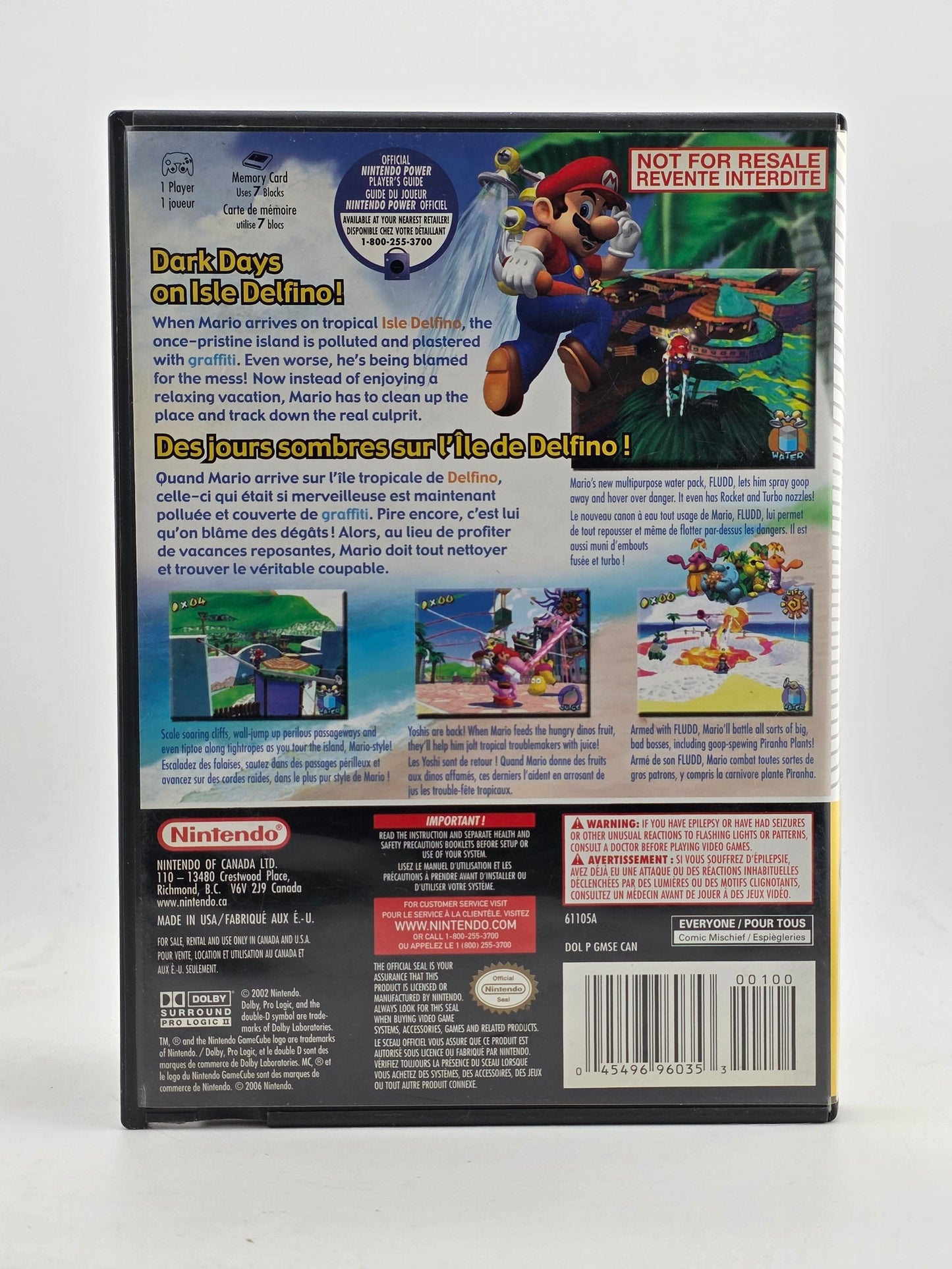 Super Mario Sunshine Player's Choice Nintendo Gamecube NGC
