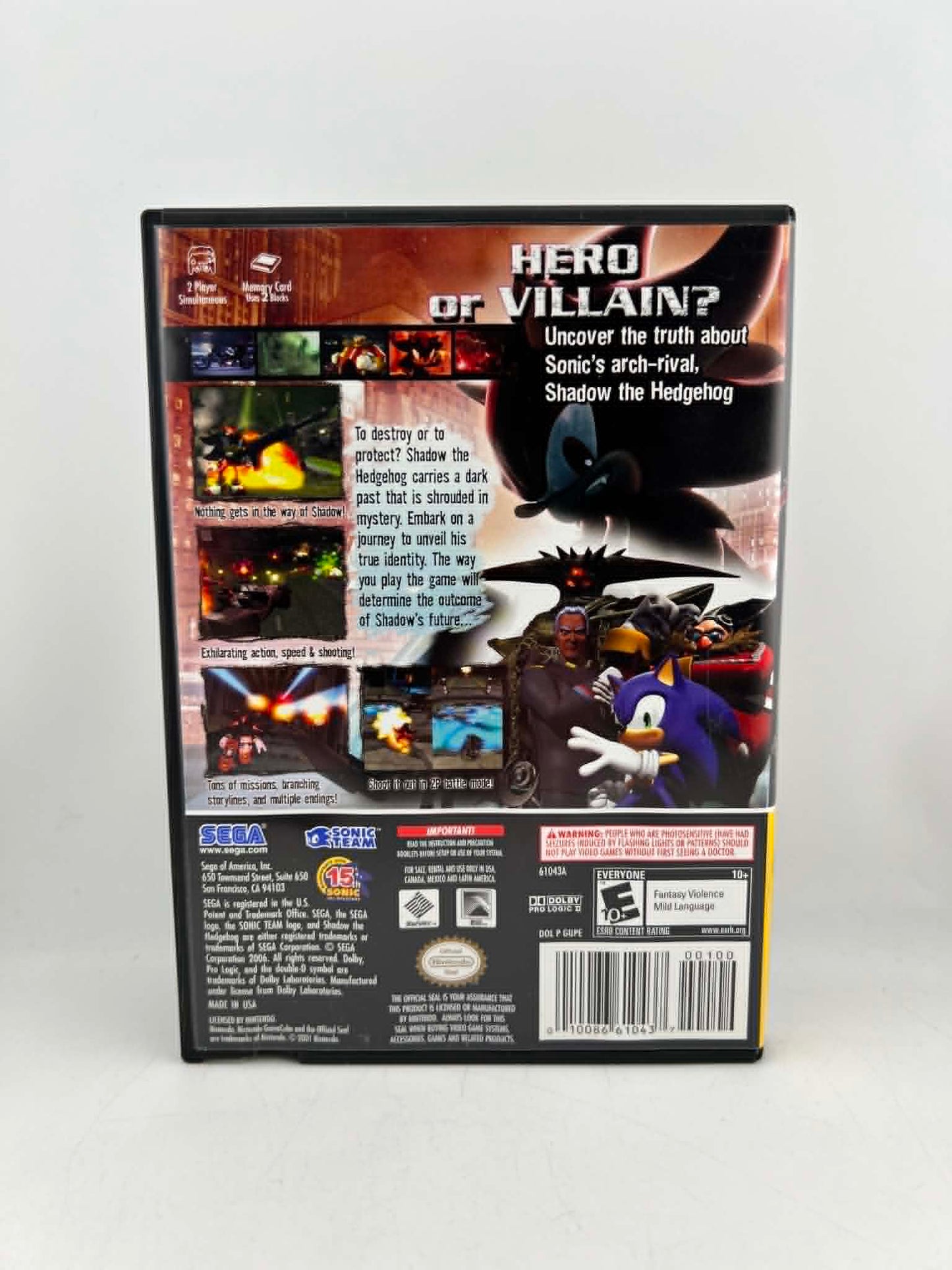Shadow the Hedgehog Playerâs Choice Nintendo GameCube NGC