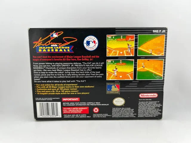 Ken Griffey Jr Present Major League Baseball Super Nintendo Snes