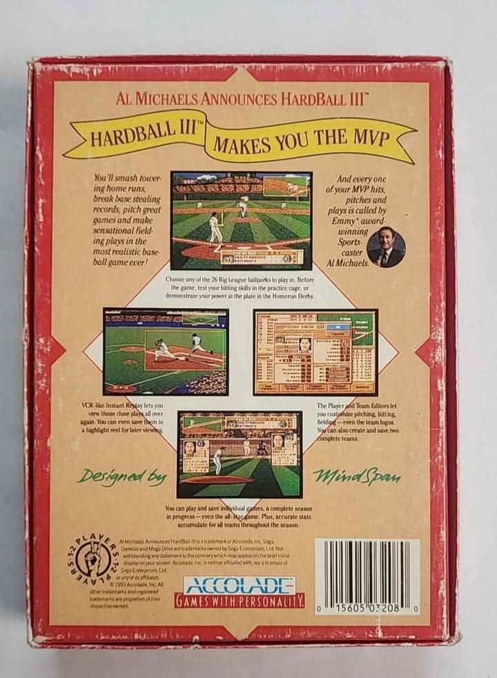 HardBall III 3 Sega Genesis SG Accolade