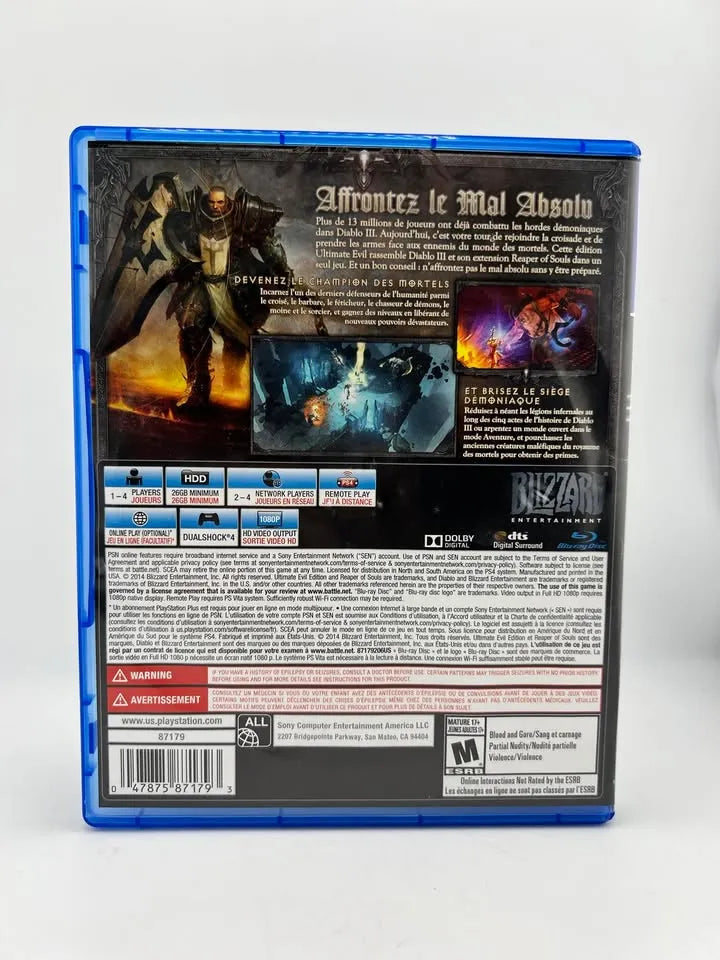 Diablo III 3 Reaper Of Souls Ultimate Evil Edition Playstation 4 PS4