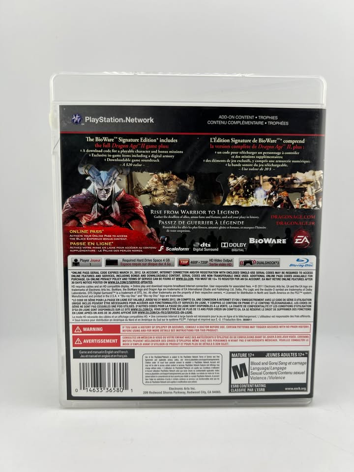 Dragon Age II 2 BioWare Signature Edition PLAYSTATION 3 PS3