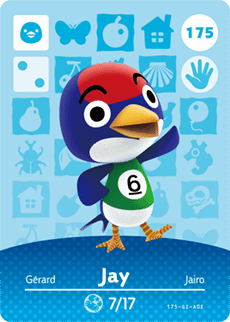 Animal Crossing Genuine Official Amiibo Card Jay 175 - jeux video game-x