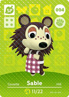 Animal Crossing Genuine Official Amiibo Card Sable 4 - jeux video game-x