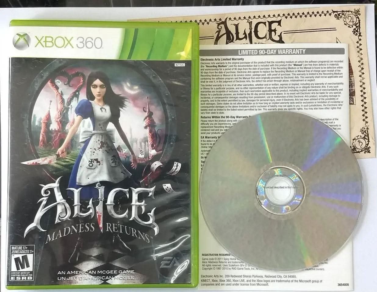 ALICE: MADNESS RETURNS XBOX 360 X360 - jeux video game-x