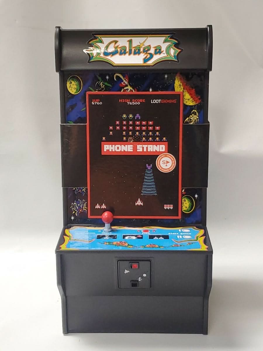 Loot Crate Gaming Galaga 8-inch Arcade Cabinet Replica, Bandai Namco Phone Stand