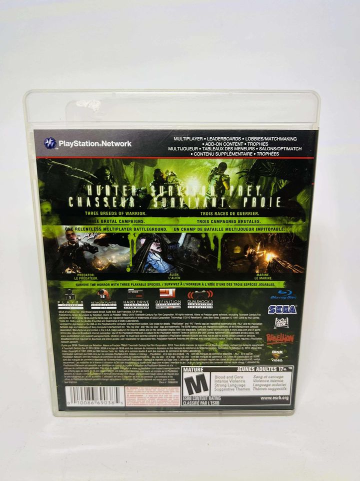 ALIENS VS. PREDATOR PLAYSTATION 3 PS3 - jeux video game-x