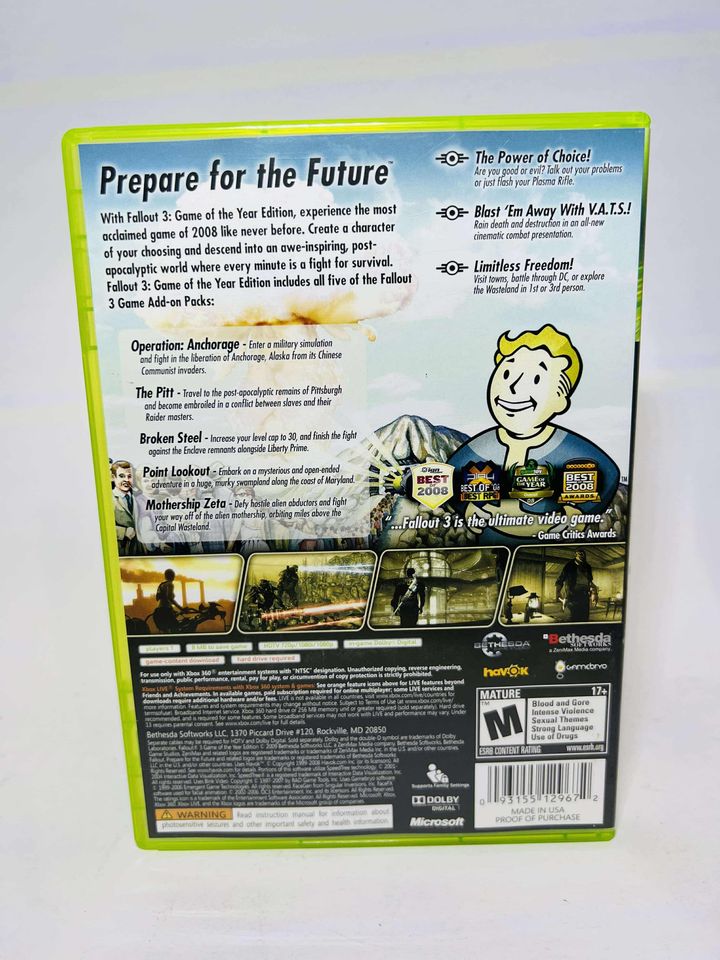 FALLOUT 3 GAME OF THE YEAR EDITION GOTY XBOX 360 X360 - jeux video game-x