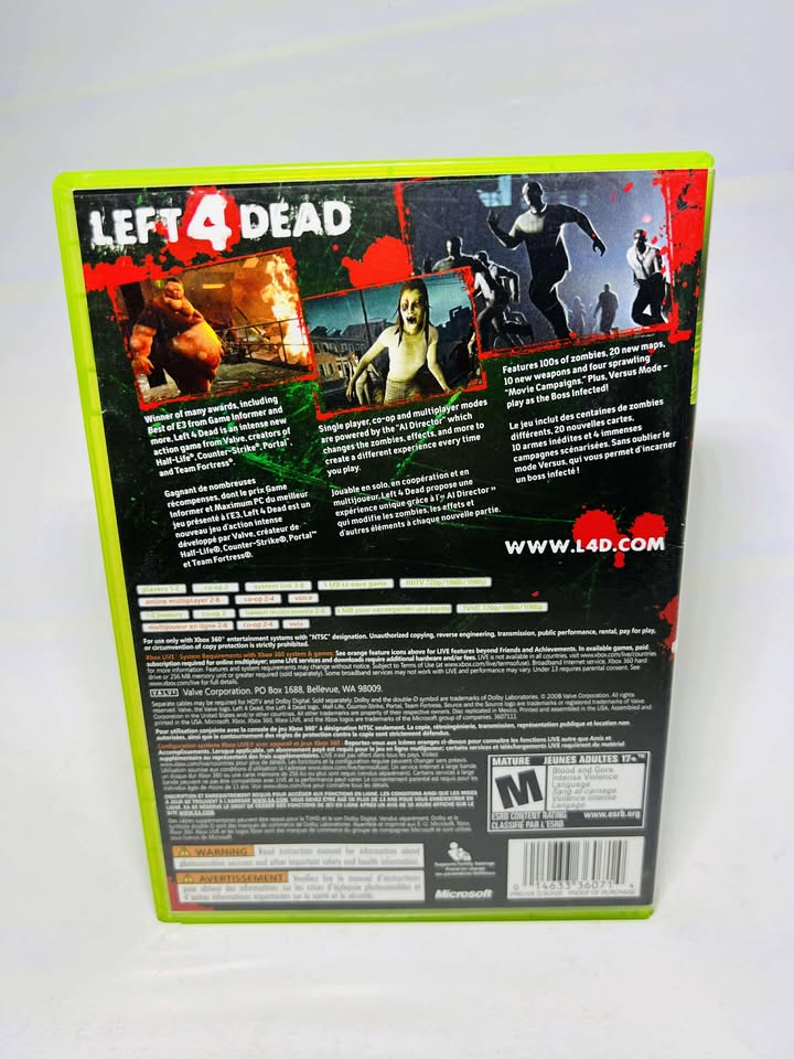 LEFT 4 DEAD XBOX 360 X360 - jeux video game-x