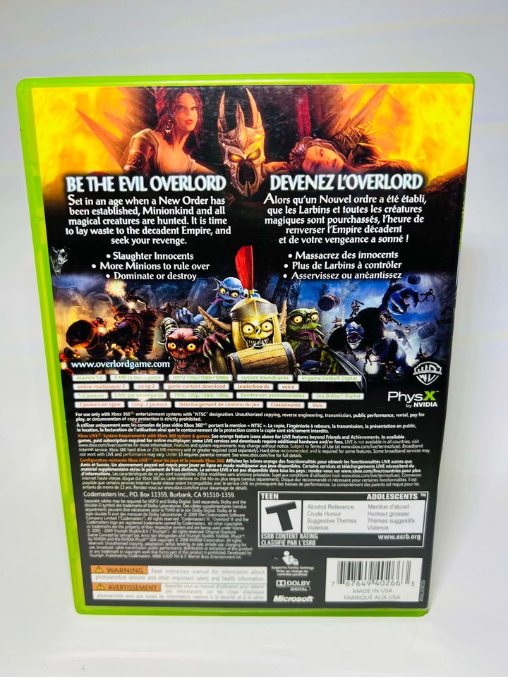 OVERLORD II 2 XBOX 360 X360 - jeux video game-x