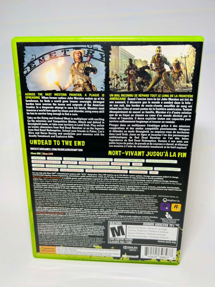 RED DEAD REDEMPTION UNDEAD NIGHTMARE XBOX 360 X360 - jeux video game-x