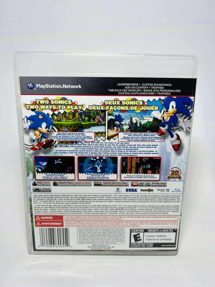 SONIC GENERATIONS PLAYSTATION 3 PS3 - jeux video game-x