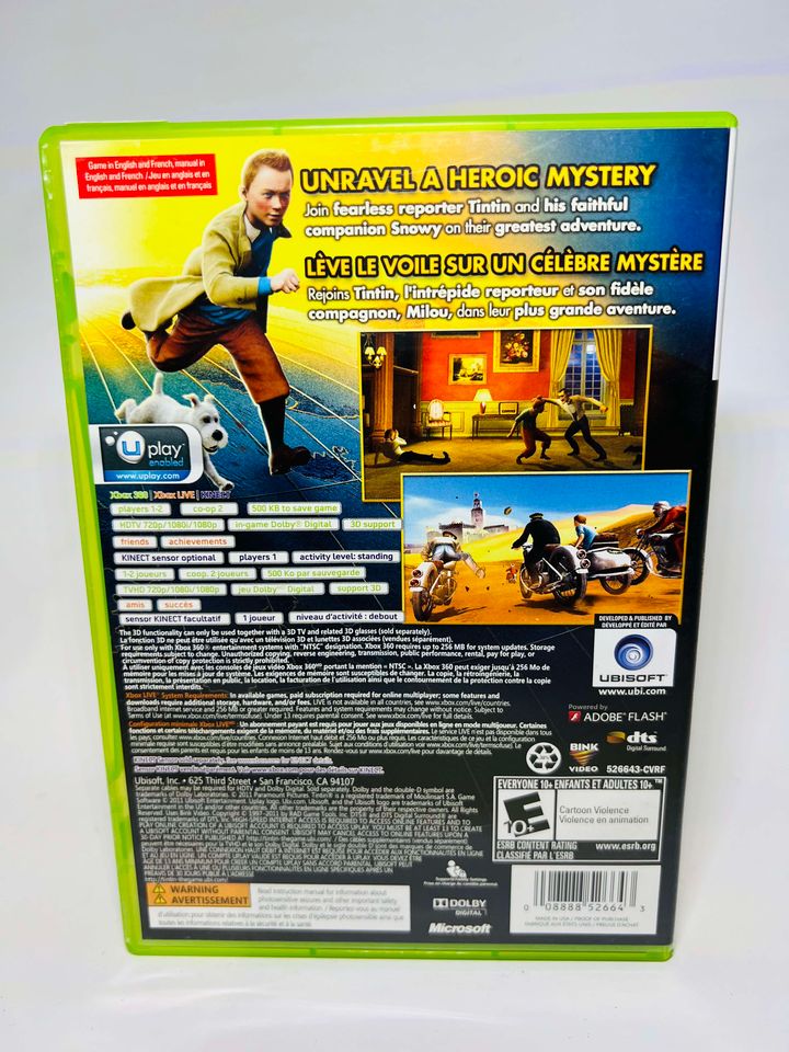 THE ADVENTURES OF TINTIN: SECRET OF THE UNICORN XBOX 360 X360 - jeux video game-x