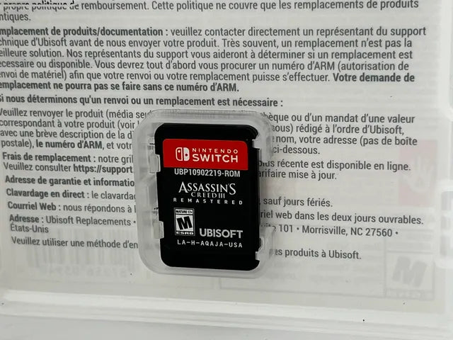 Assassin's Creed III 3 Remastered Nintendo Switch