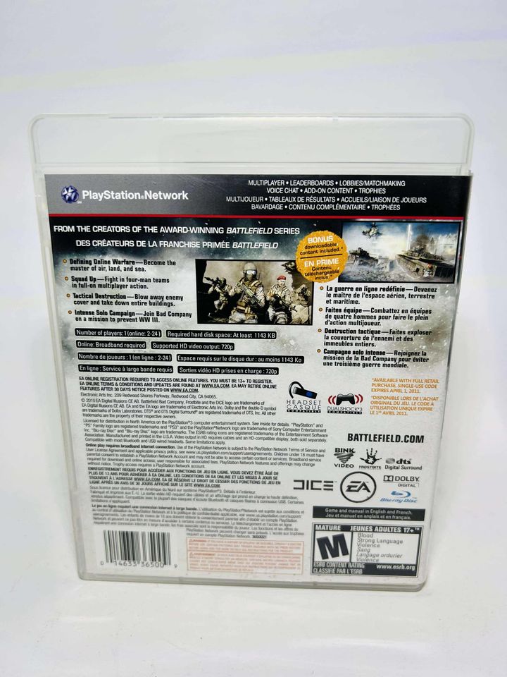 BATTLEFIELD BAD COMPANY 2 PLAYSTATION 3 PS3 - jeux video game-x