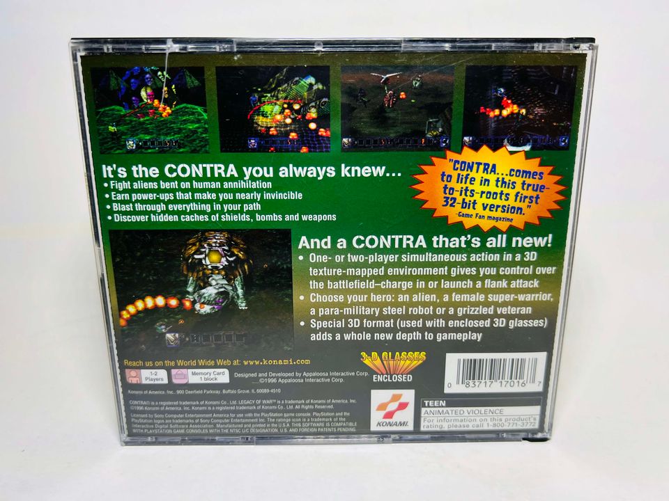 Contra Legacy of War glasses PLAYSTATION PS1 - jeux video game-x