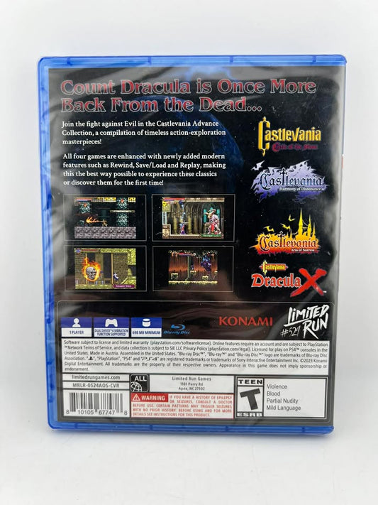 Castlevania Advance Collection Aria Of Sorrow Cover LIMITED RUN LRG #524 Playstation 4 PS4