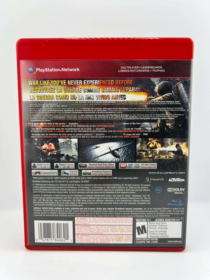 Call of Duty World at War Greatest Hits Playstation 3 PS3