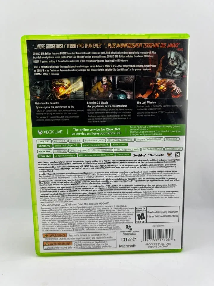 Doom 3 BFG Edition Xbox 360 X360