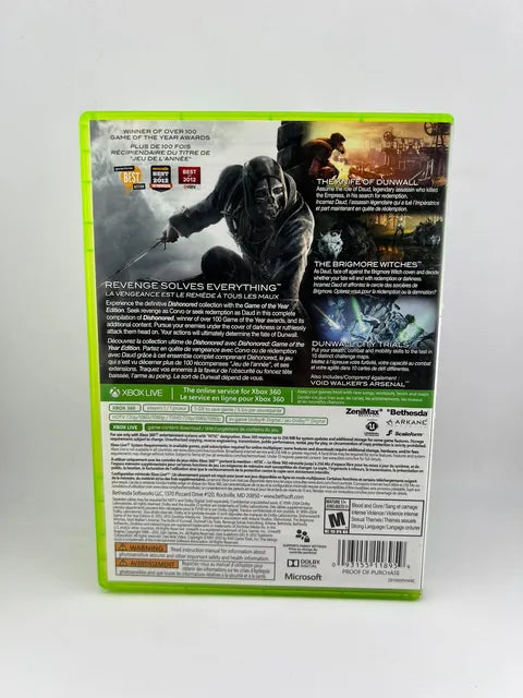 Dishonored Game Of The Year Xbox 360 X360