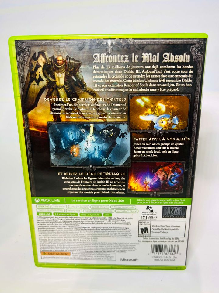 DIABLO III 3 ULTIMATE EVIL EDITION XBOX 360 X360 - jeux video game-x