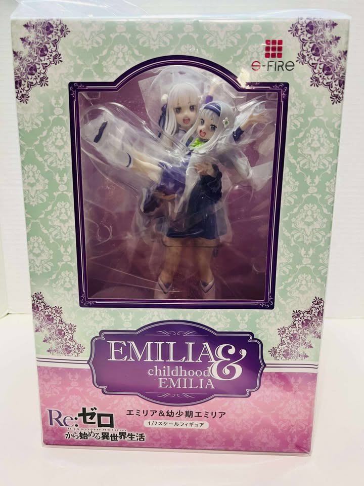 S-FIRE Re:ZERO Ram &amp; Rem &amp; Emilia Set of 3 1/7 Figure W/Bonus Base