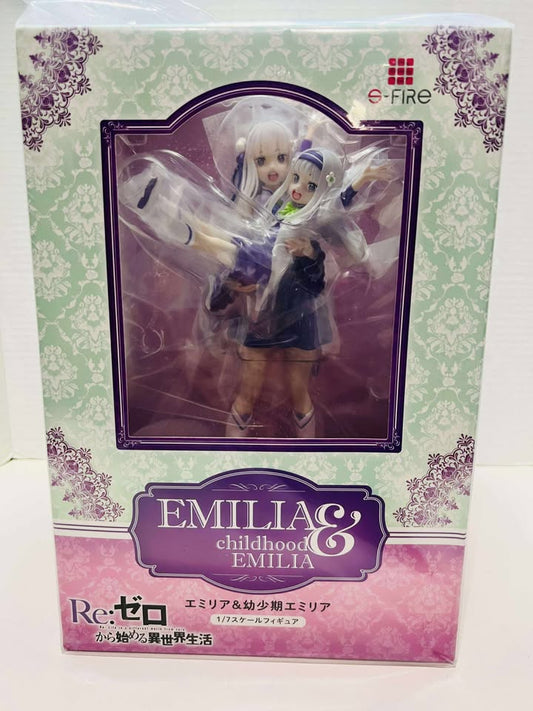 Figurine S-FIRE Re:ZERO Ram & Rem & Emilia Set of 3 1/7 Figure W/Bonus Base