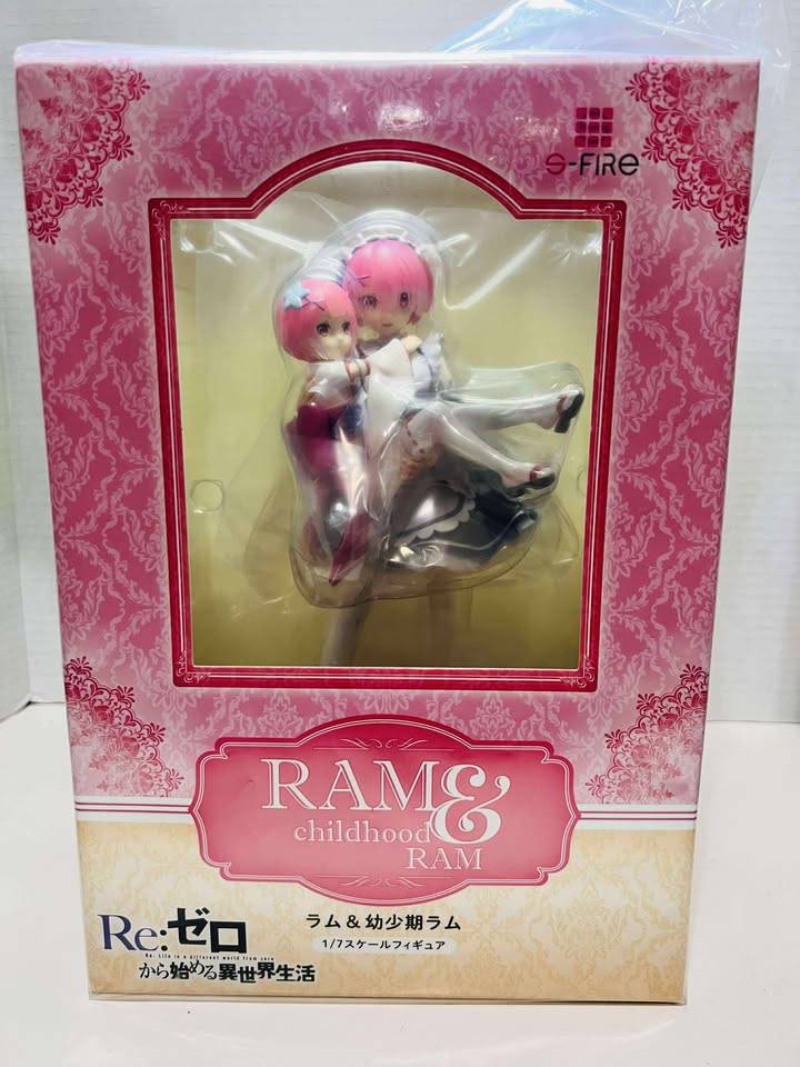 S-FIRE Re:ZERO Ram &amp; Rem &amp; Emilia Set of 3 1/7 Figure W/Bonus Base